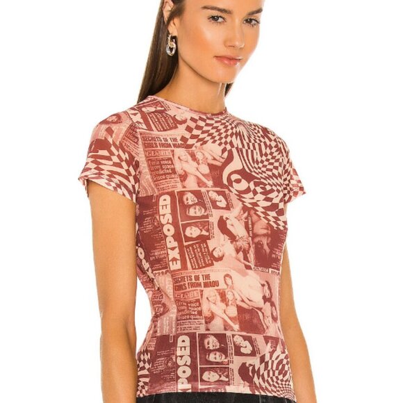 Miaou Mini Tee in Wanted Red Sz L - Picture 2 of 7